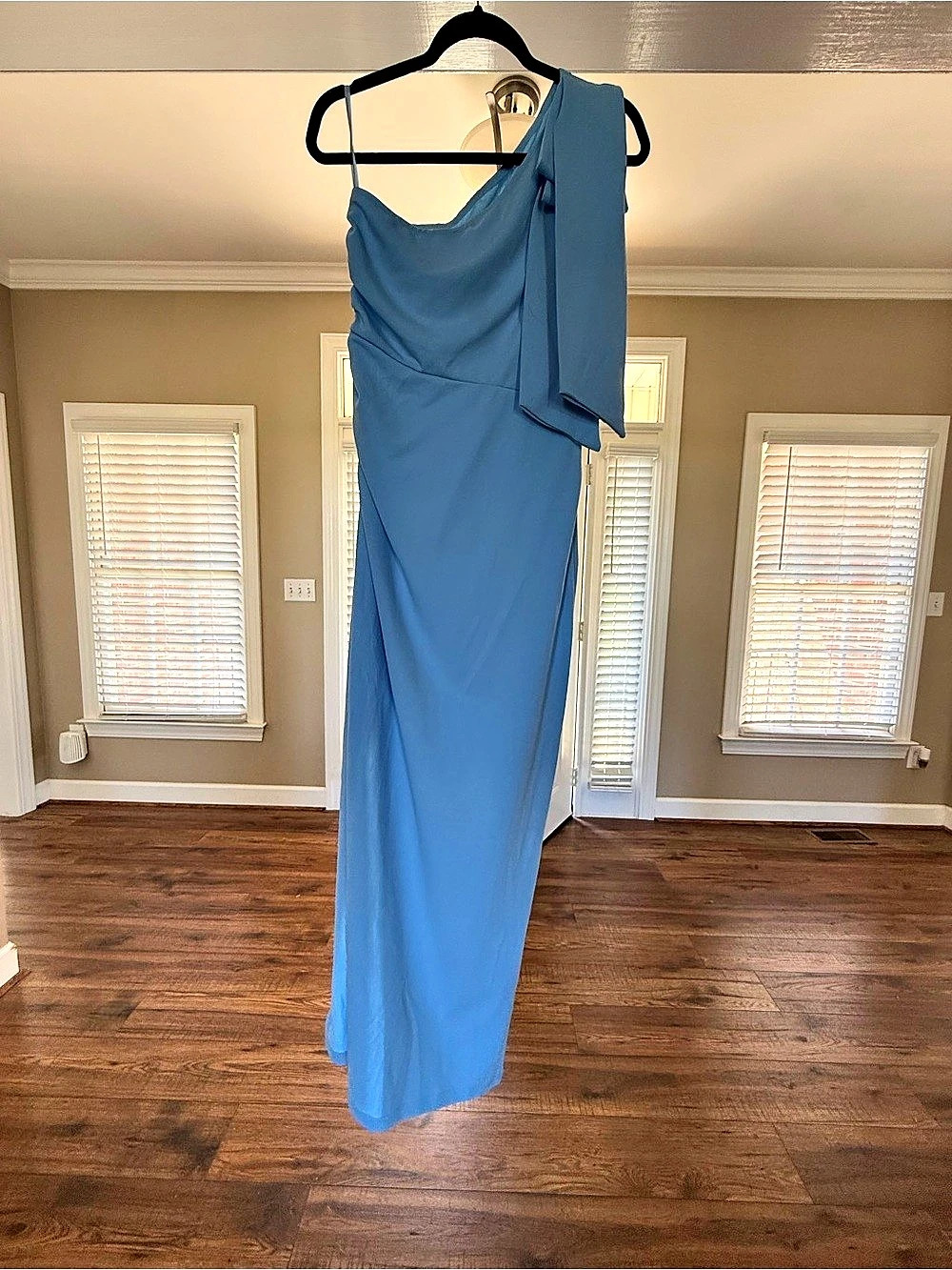 PrettyGarden Draped Neck Maxi Dress in Blue NWT